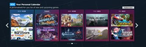 Steam Personal Calendar preporuke raspoređene po datumima