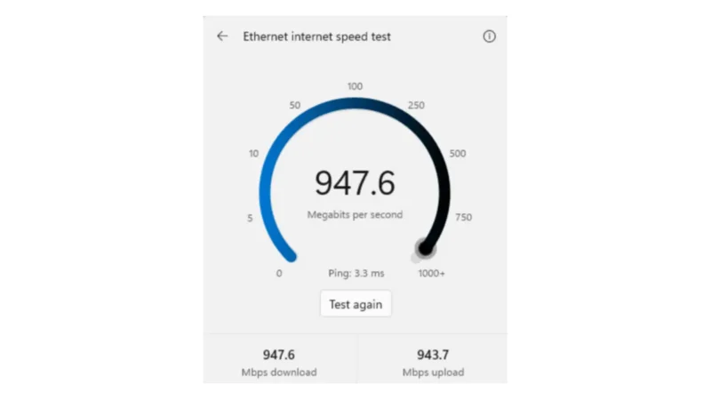 Windows 11 Quick Settings ugrađeni test brzine interneta
