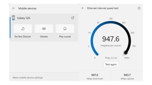 Windows 11 Quick Settings dobija telefon i speed test