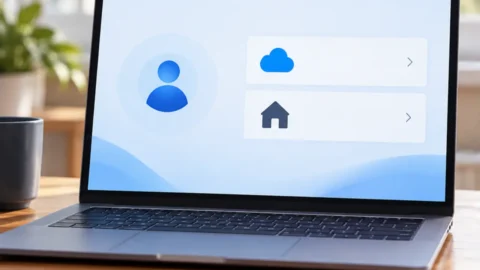 Laptop tokom početnog podešavanja naloga u Windows okruženju
